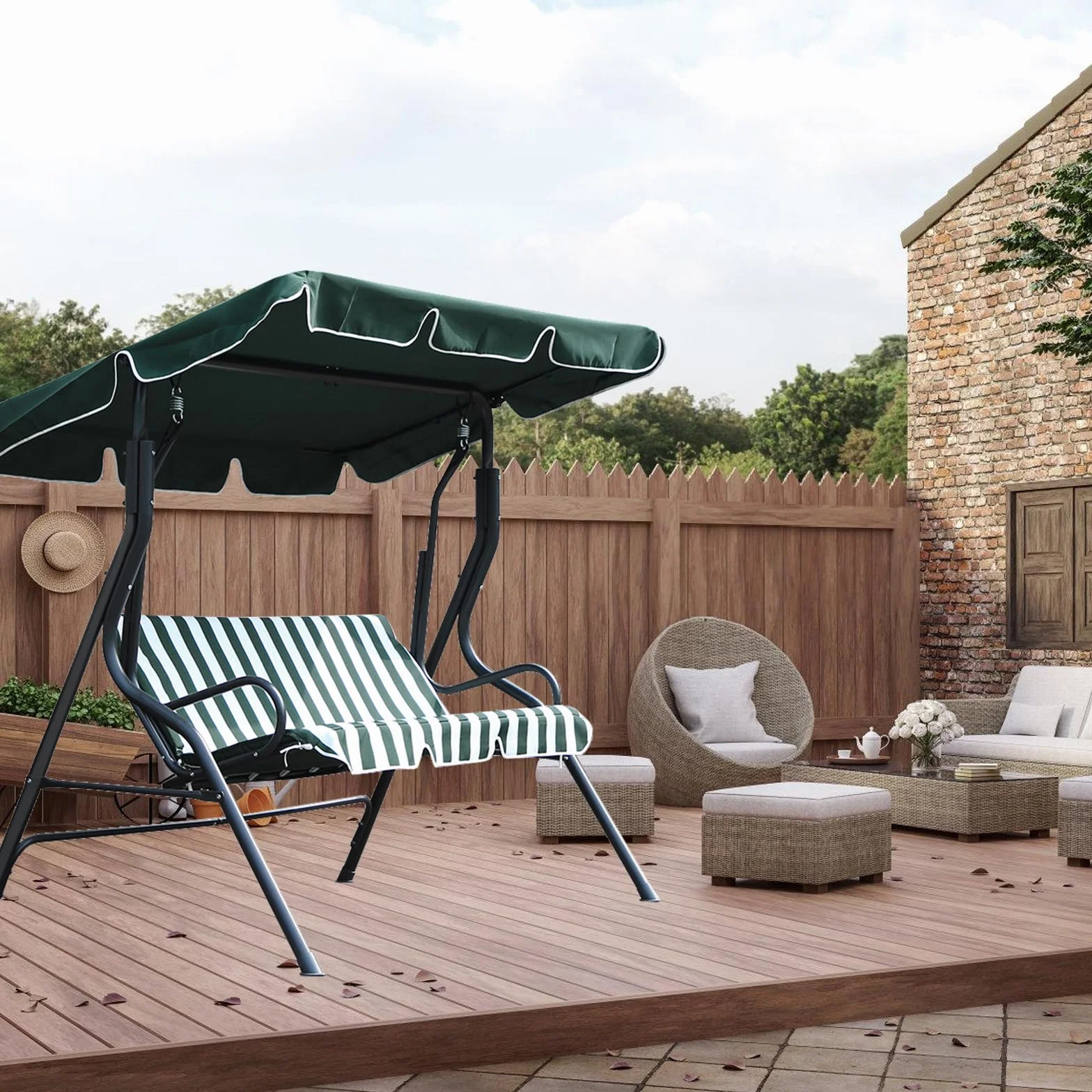 Auvent Universel pour Balancelle Hollywoodienne, Toit De Rechange Universel, Pare-Soleil Universel, Housse De Toit De Rechange Toit De Balancelle Universal 195 * 125 * 15cm(Vert)