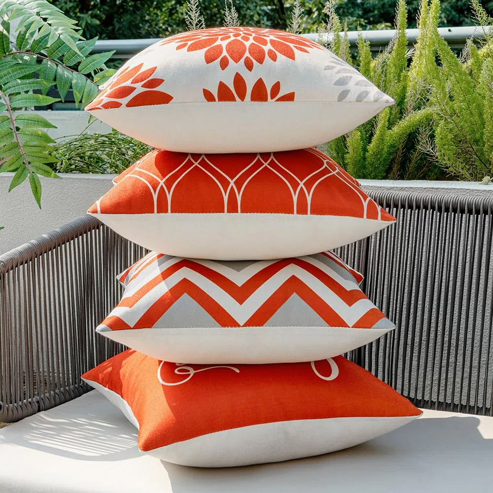MIULEE Lot de 4 Imperméables Housses d'oreillers Décoratives Housse de Coussin pour l'extérieur Imprimées pour Le Canapé Le Balcon Le Patio ou Le Salon