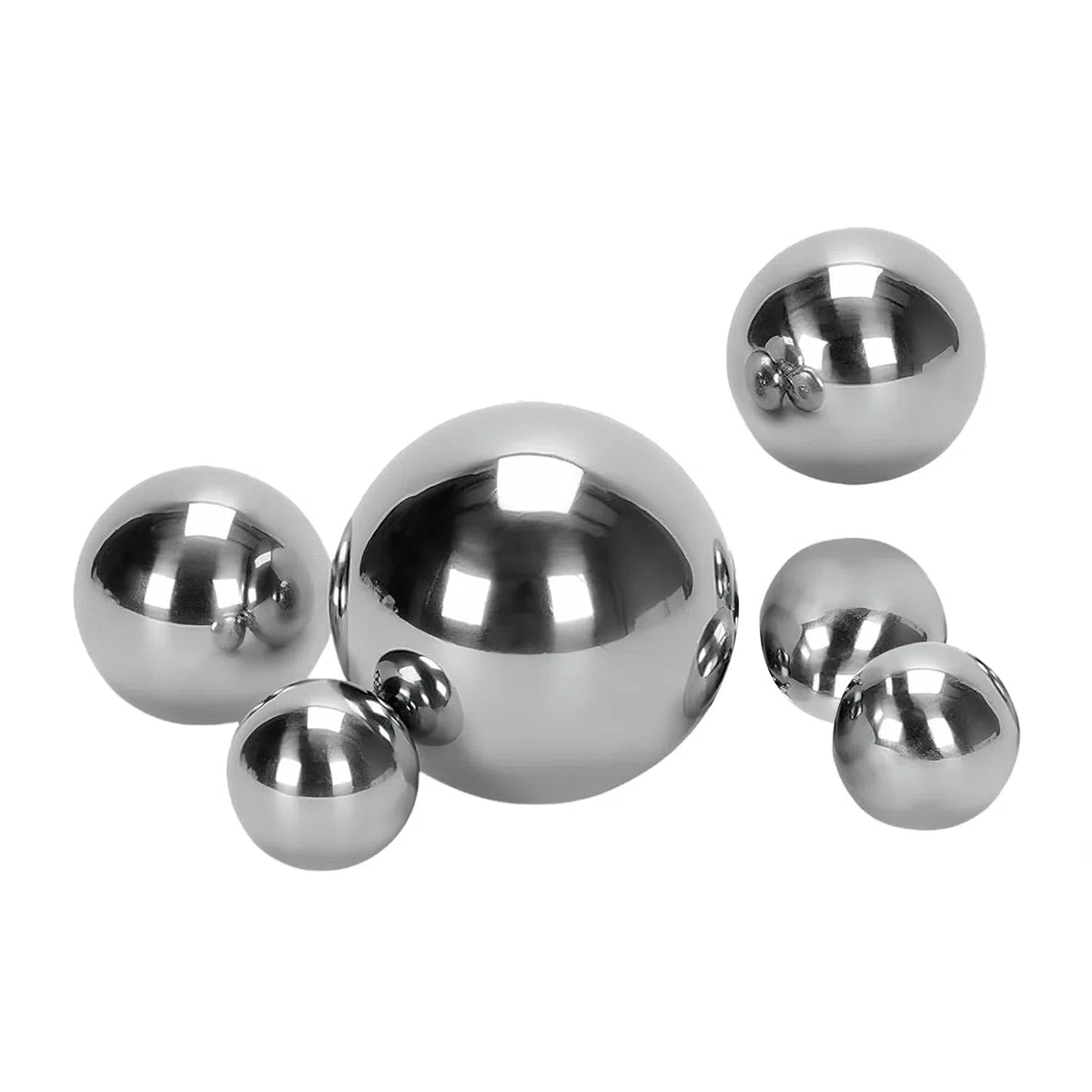 Lot de 6 boules décoratives flottantes en acier inoxydable - Boules de jardin argentées - Décoration de bassin flottante - Boule en métal pour décoration de jardin, bassin