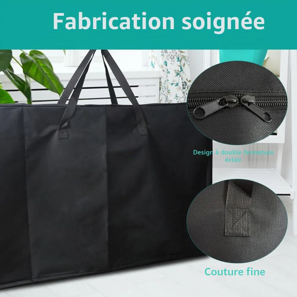 Grand sac de rangement pour chaise de jardin, 105 x 73 x 28 cm, durable, 600D, inclinable, pliable, pour plage, salon, camping, patio, chaise longue, sac de voyage extra large, noir
