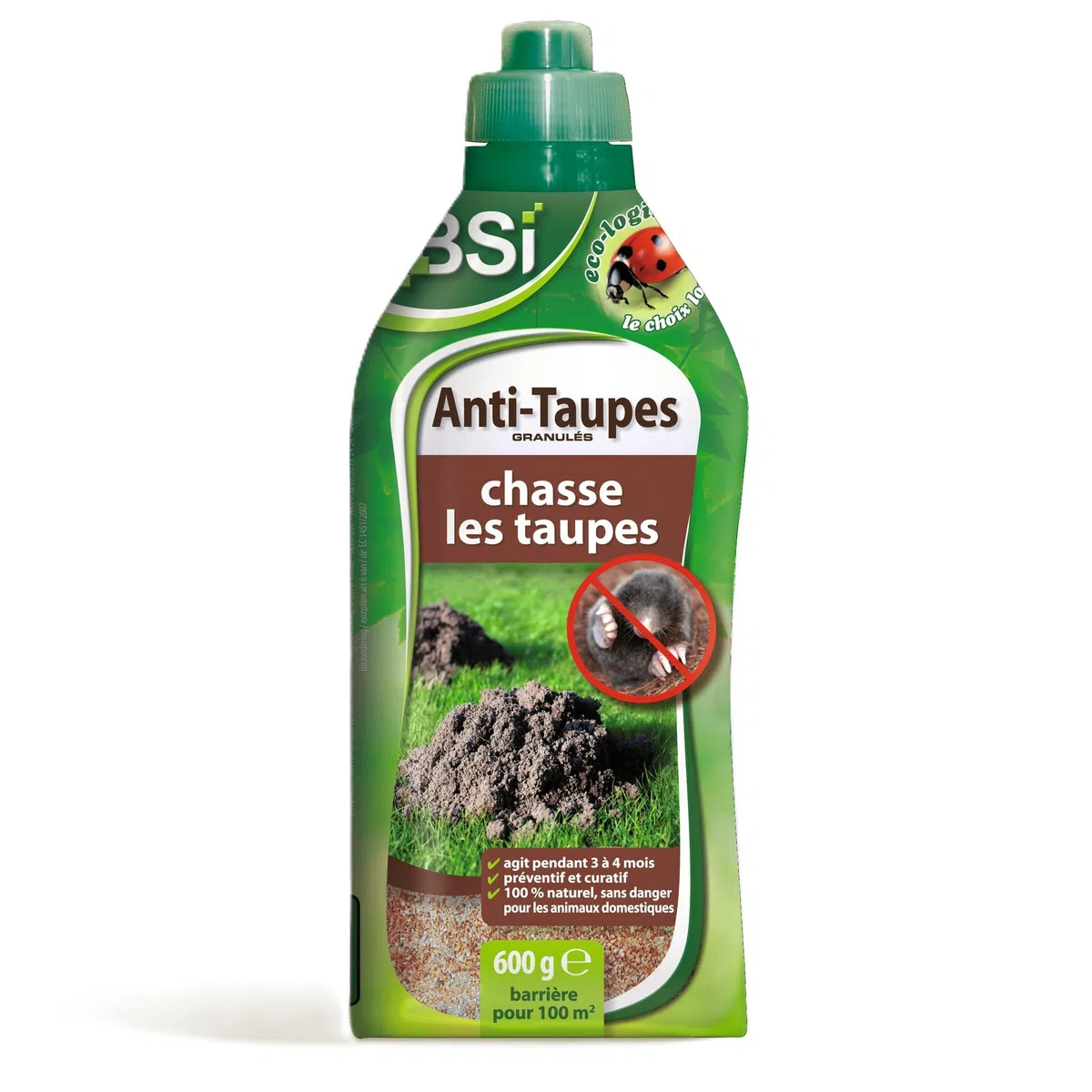 BSI - Granulés Anti Taupes 100% Naturel et Longue Durée 3 à 4 Mois - Préventif et Curatif - Couvre 100m2 de Surface, Jaune / Gris