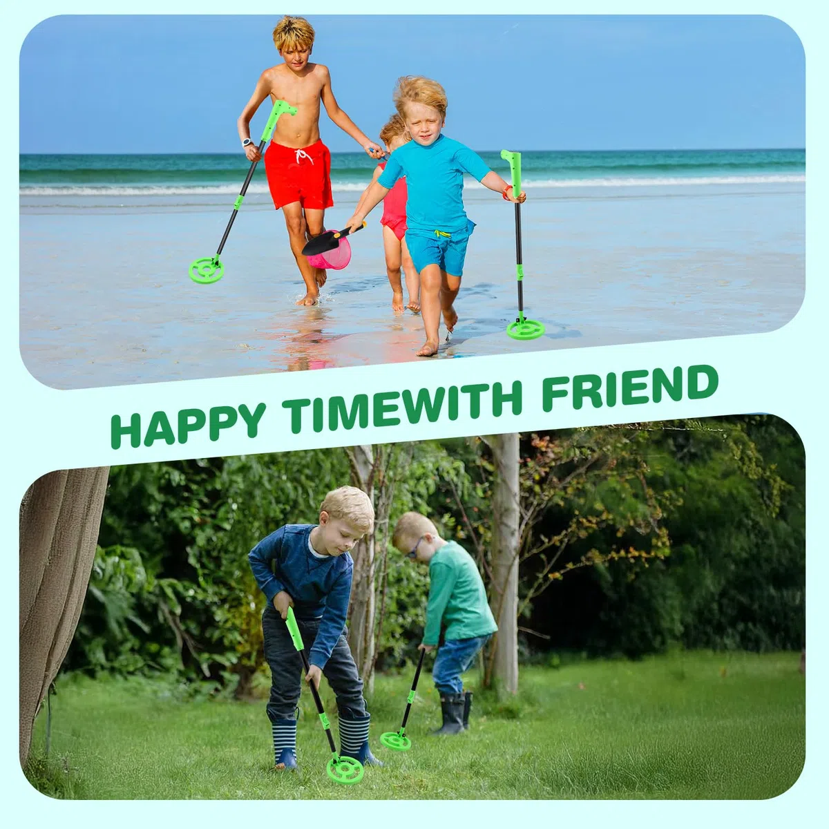Détecteur de Métaux pour Enfants, Haute précision, écran LCD, Bobine étanche IP65, Manche Réglable 73-93 cm, Léger 600g, Détecteur d'or pour Enfants pour l'exploration en