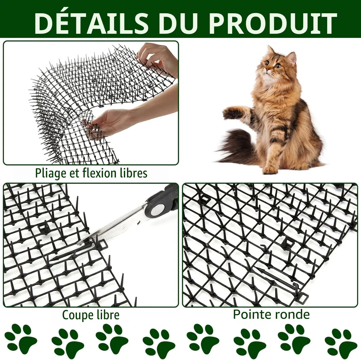 AKOLAFE Tapis Anti Chat 400 x 30 CM Tapis Anti-Chat avec 8 Pointes Tapis Anti Chien Noir Tapis Répulsif Chat Empêcher Animaux de S'approcher Tapis Picot Anti Chat pour Jardins Intérieurs et Extérieurs
