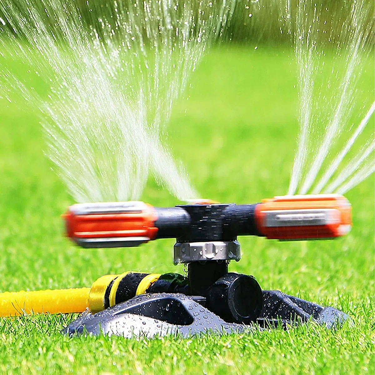 Arroseur de Jardin,Automatique 360 Rotatif Réglable Jardin Arroseur,3 Bras Arroseur de Pelouse ABS Système d'Irrigation pour Pelouse Jardin Plantes Champ de Légumes Enfants Jouant