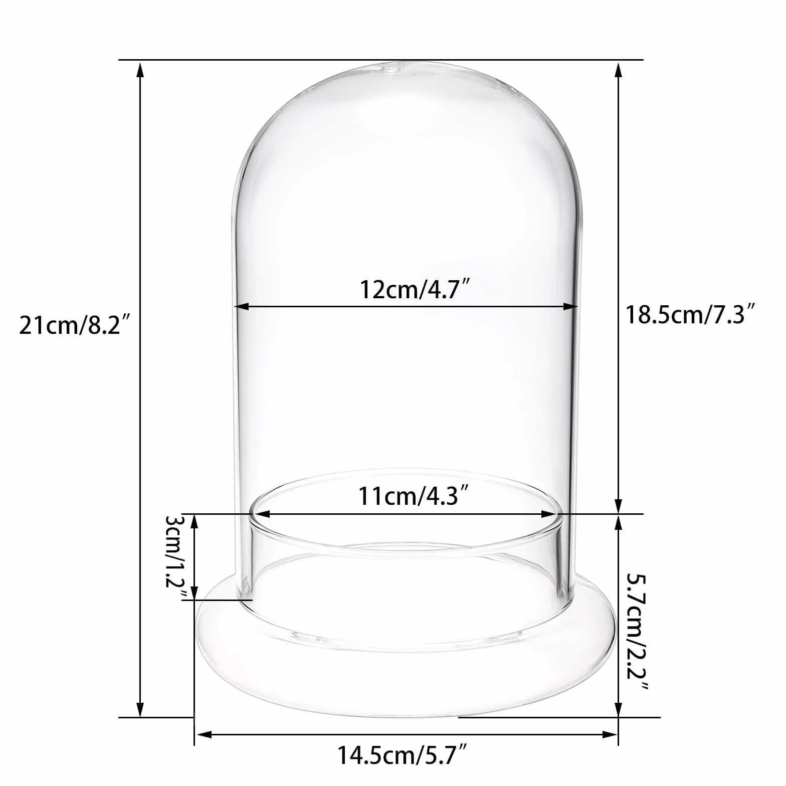 Mini pot de terrarium pour plantes succulentes - Dôme en verre transparent avec trou d'aération de 3 mm - Cloche décorative en verre avec fond en verre - Décoration de table pour bureau