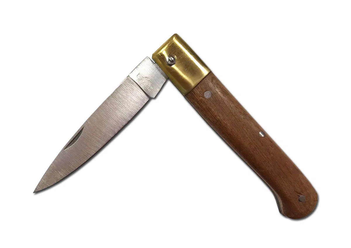 AUSONIA - COUTEAU DE POCHE CM 19,5 MODÈLE CALABRAIS AVEC LAME EN ACIER INOX DE 8 CM ET MANCHE EN BOIS