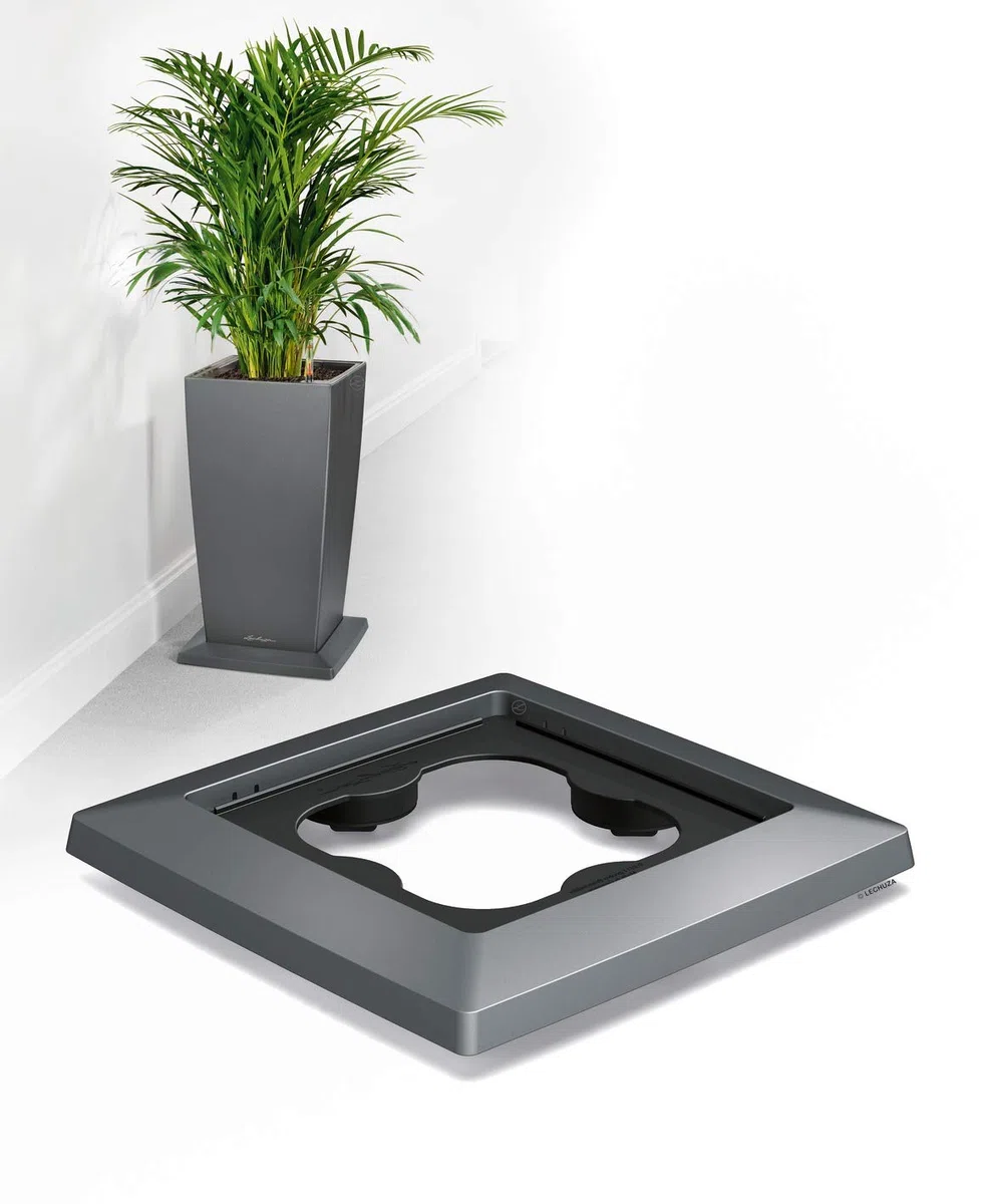 Base roulante LECHUZA « CUBICO 30", anthracite métallisé, 35 x 35 x 6,5 cm