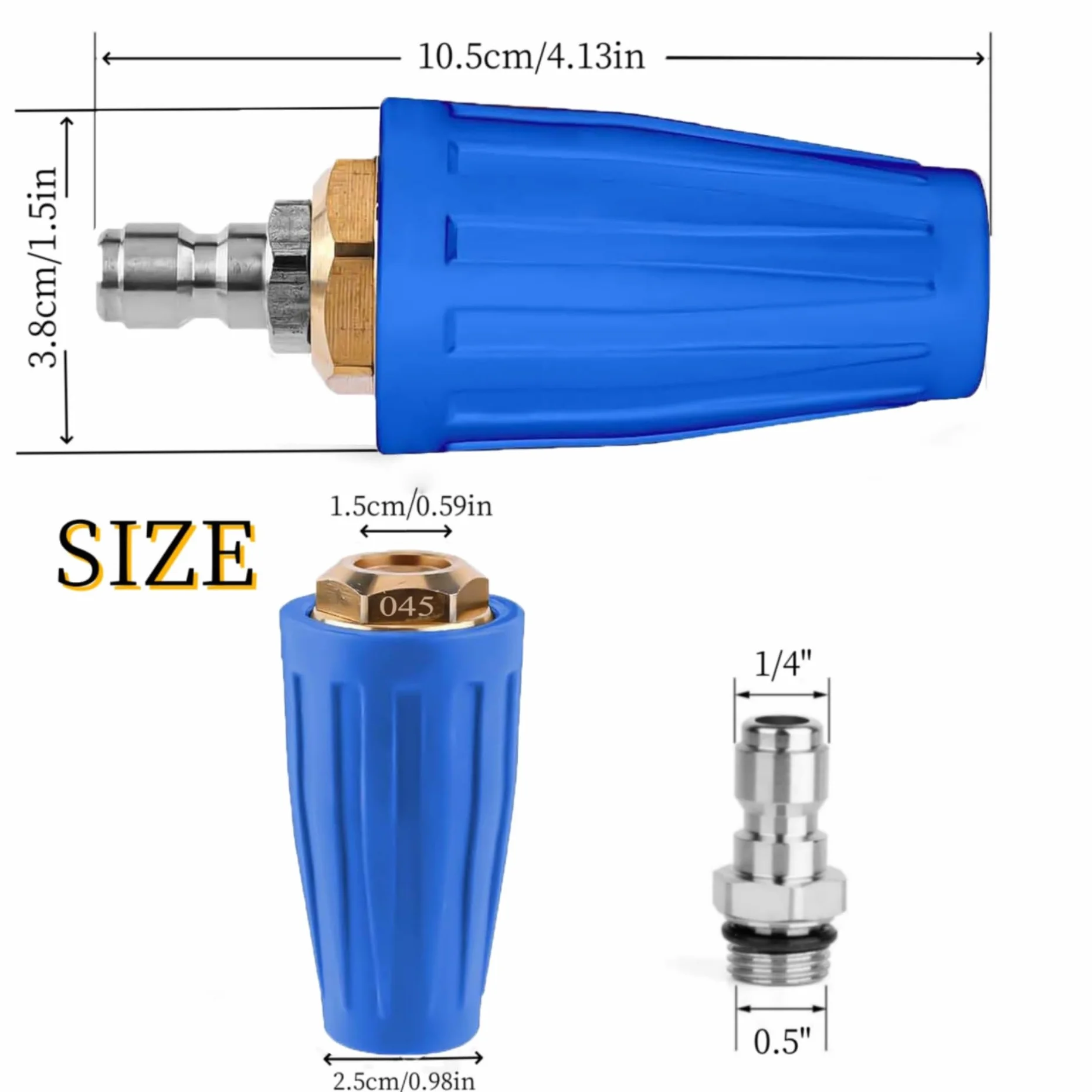 Buse Turbo Rotative Universelle Pour Nettoyeur Haute Pression à Eau, Buse Pour Nettoyeur Haute Pression, 4000 Psi, Calibre 1,311 Mm, Utilisez Un Raccord Rapide 1/4" (Bleu)