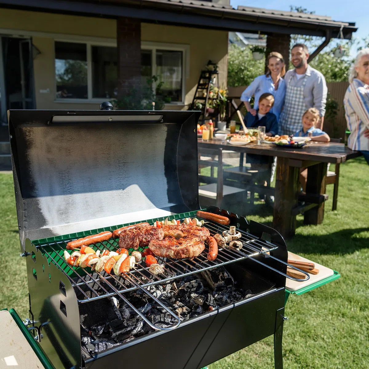 FLAMMBURO Grilles de barbecue rectangulaires 67 x 40 cm – Disponible en différentes tailles, en acier chromé, épaisseur de la tige 4,8 mm, grille de barbecue, grille de barbecue, barbecue (67 x 40 cm)