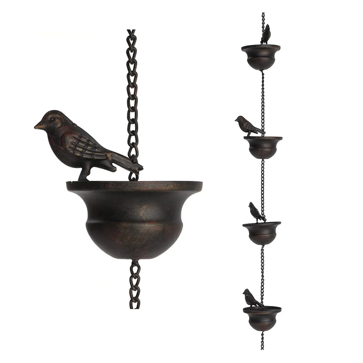 Chaînes de Pluie 1 Pièce pour Gouttières Oiseaux Mobiles sur Gobelets Carillons de Pluie avec Cintre et Oiseaux Attachés