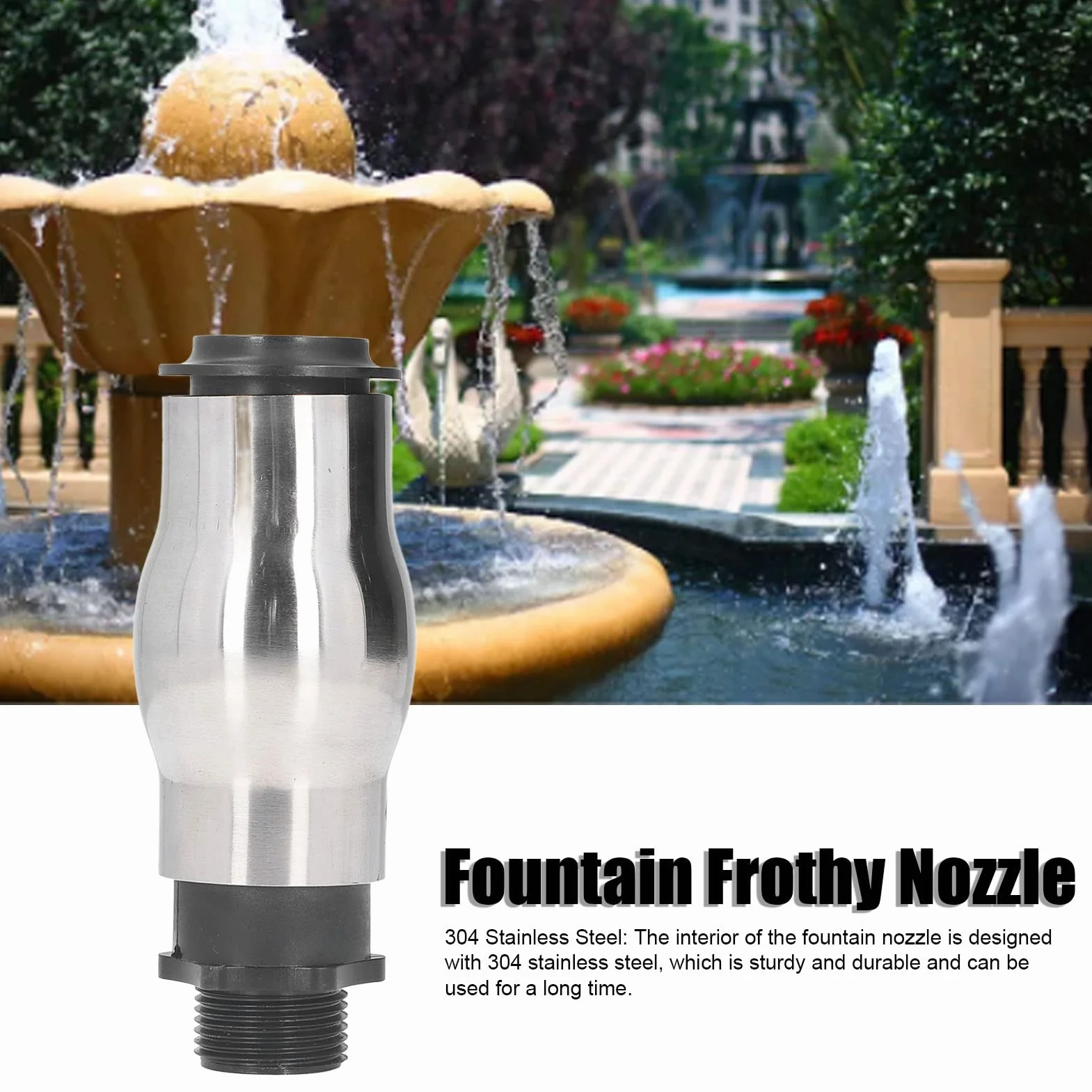 Syrisora G1 Tête de pulvérisation d'eau en acier inoxydable 304 pour fontaine à jet mousseux pour jardin, étang, lac