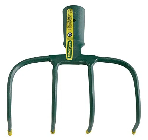 LEBORGNE - Croc à Fumier 4 Dents Douille Sans Manche - Outillage de Jardin - Crocs - Pour Griffage, Aération, Nivellement et Rassemblement Végétaux - Acier Forgé et Trempé