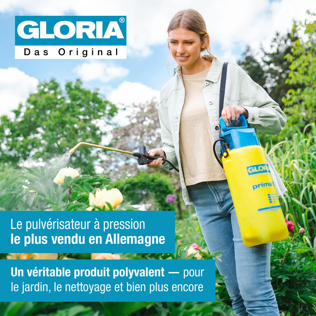 Gloria Pulvérisateur de Jardin Prima 5 | Pulvérisateur à Pression 5L avec Lance & buse réglable en Laiton | Pulvérisateur Manuel pour Plantes, Balcon, terrasse & désherbage