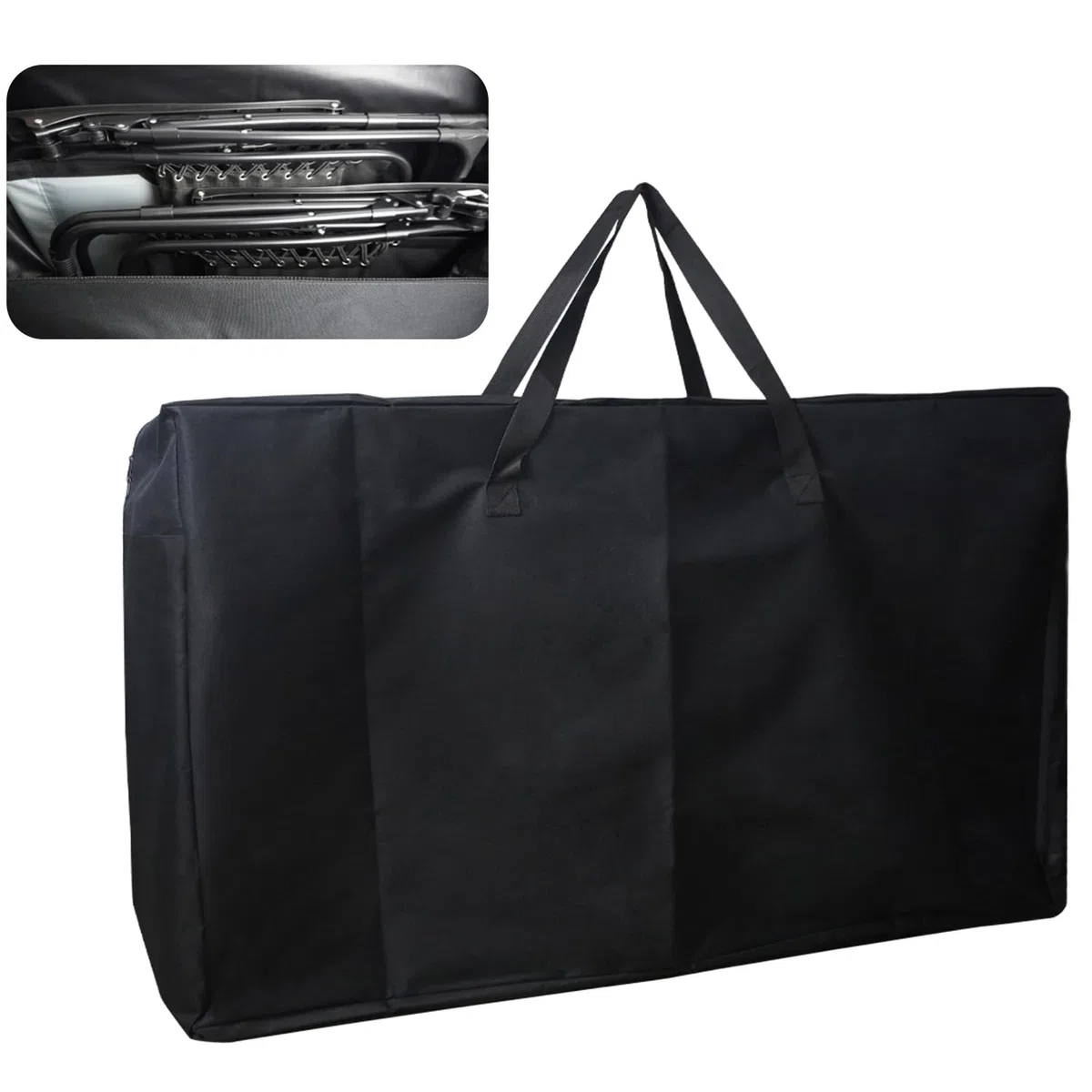 Grand sac de rangement pour chaise de jardin, 105 x 73 x 28 cm, durable, 600D, inclinable, pliable, pour plage, salon, camping, patio, chaise longue, sac de voyage extra large, noir