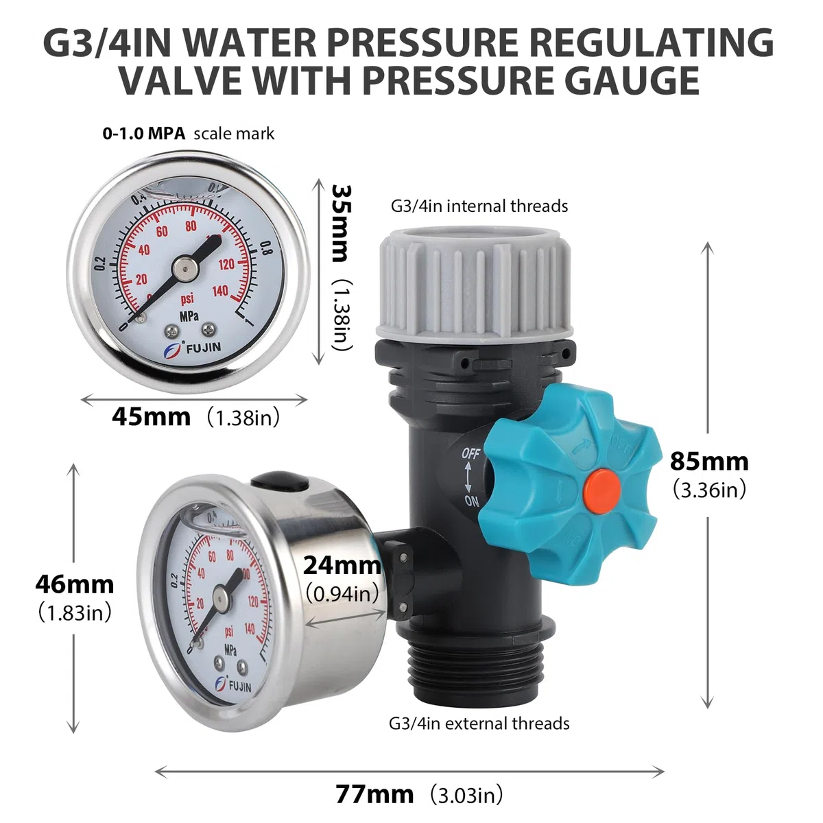 Regulateur De Prion D Eau Arrge,Régulateur De Prion D'Eau,Regulateur De Prion Eau,Tbest Régulateur De Soupape De Réduction De Prion D'Eau 3/4 Régle,Pièces Et es Pour Nettoyeur Haute Prion G3/4 Po Vae