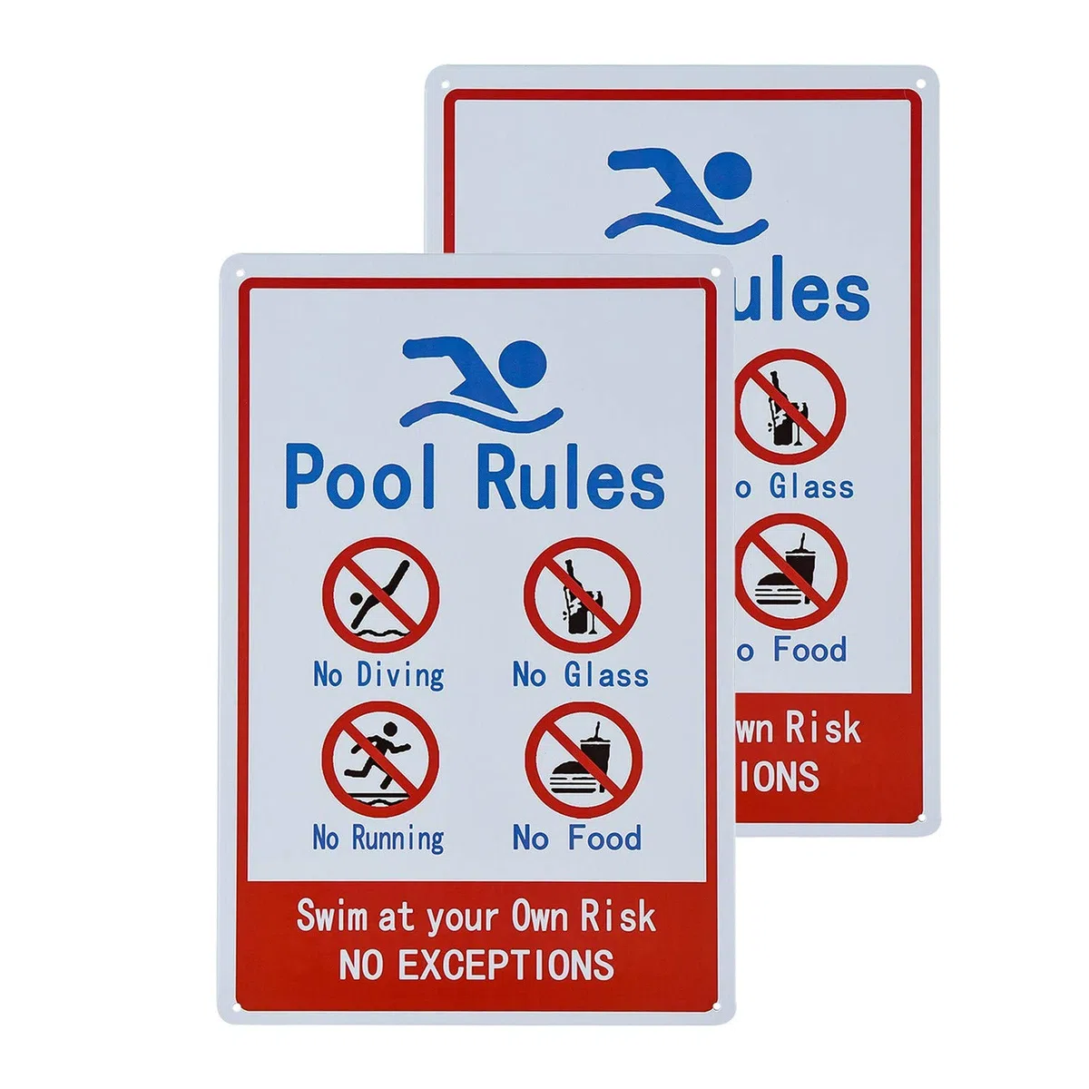 Lot de 2 panneaux pour piscines résidentielles ou commerciales, règles générales de piscine commerciales