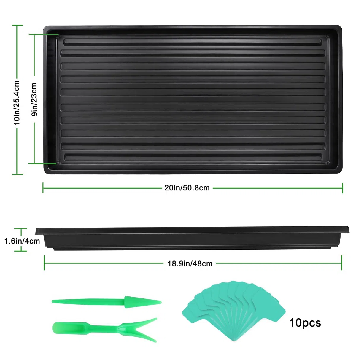 5 Pièce 51 x 25 cm Plateau de Semis Réutilisable Plateau de Culture | Bacs à Semis avec Étiquettes de Plantes pour Légume Fleurs Germination Hydroponique Jardin Serre (5)