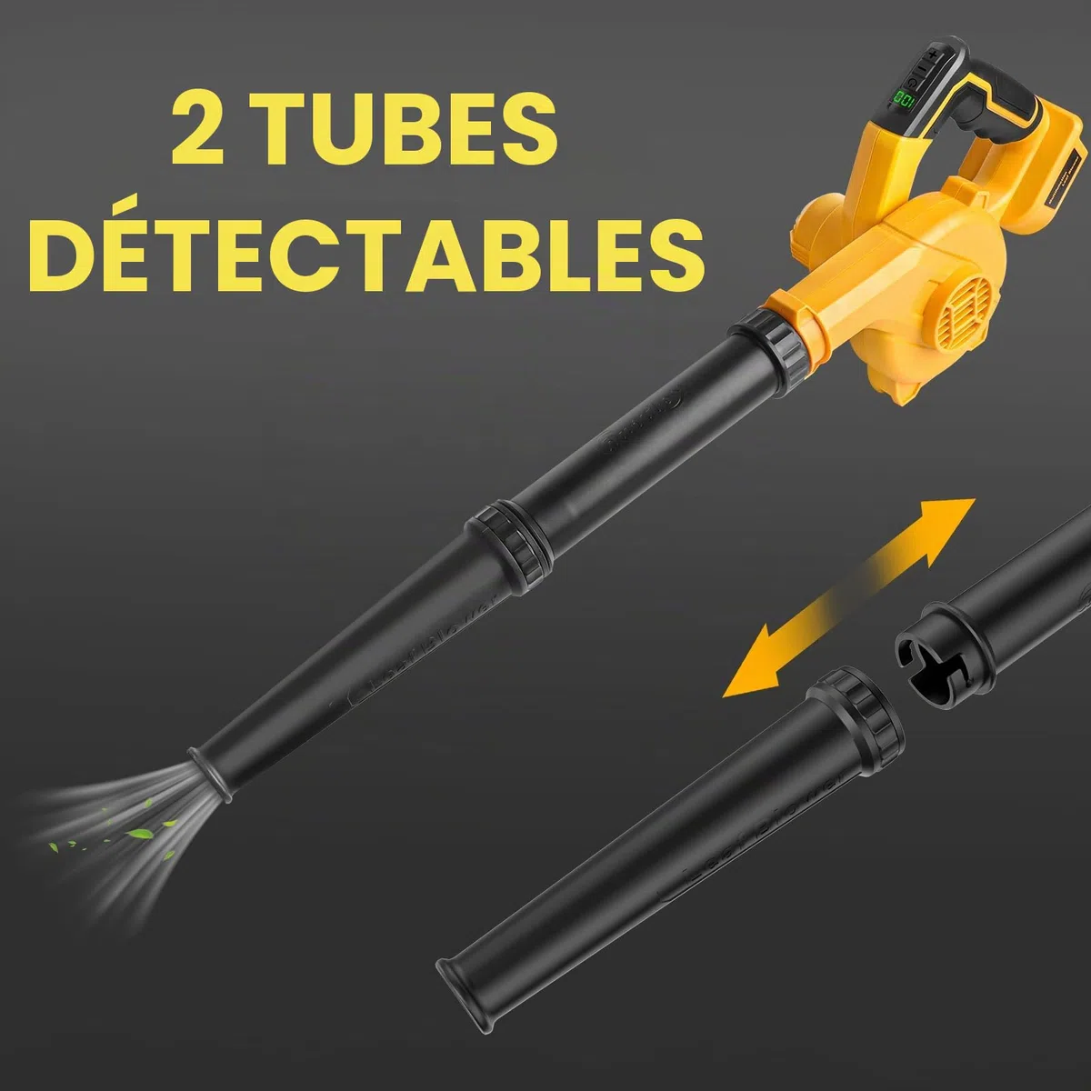 Powarobor Souffleur à Feuilles sans Fil Compatible avec DeWalt 18 V Les Batteries DCB180-201 (Outil Seulement, sans Batterie/Chargeur, 18,500 TR/Min, 3,5 m³/Min, Affichage LED,1,54 kg)