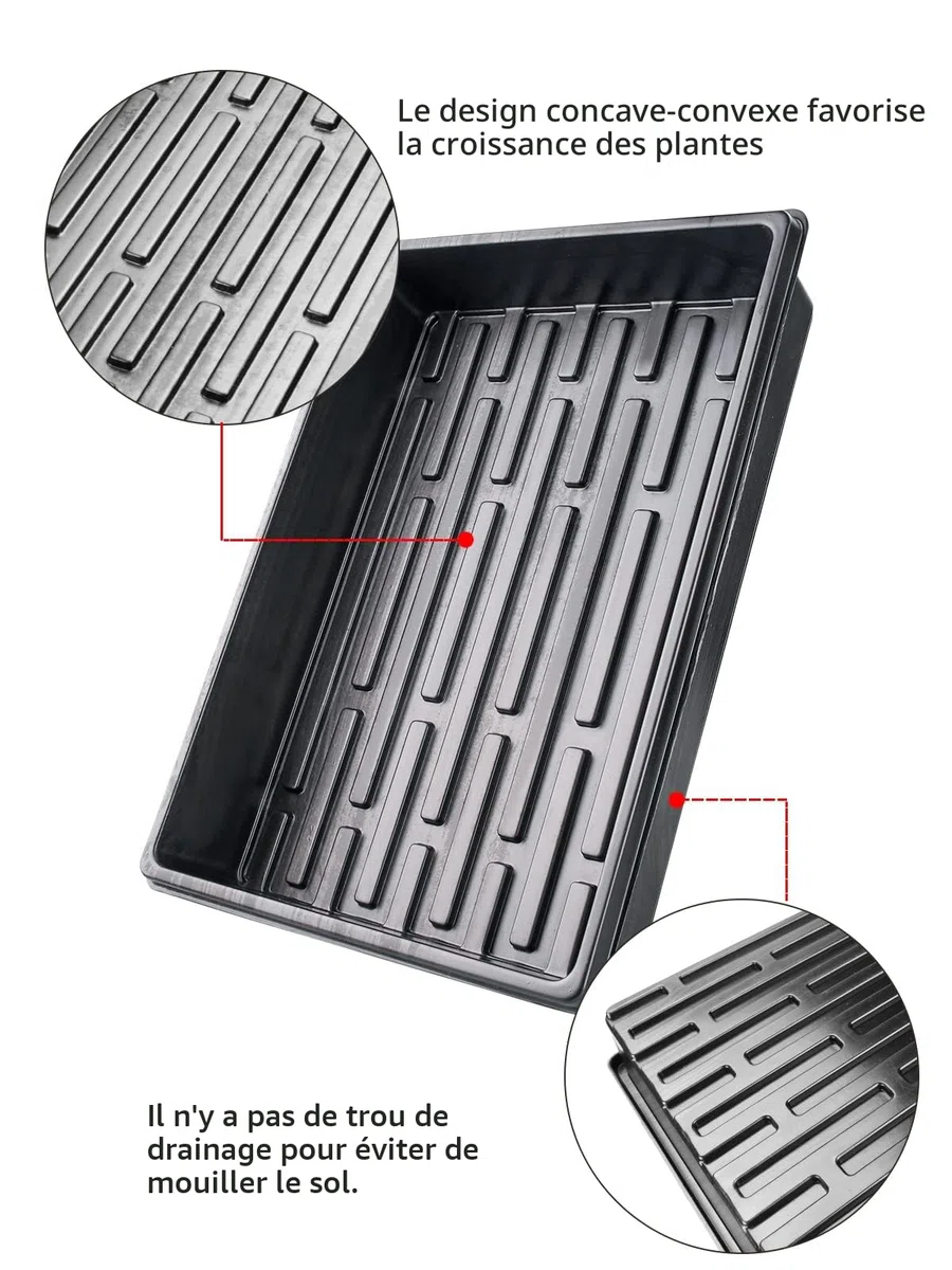 Plateaux de Semis pour Semis Plateaux de Jardin sans Trous Lot de 6 rectangulaires de semences de Plantes pour Pots