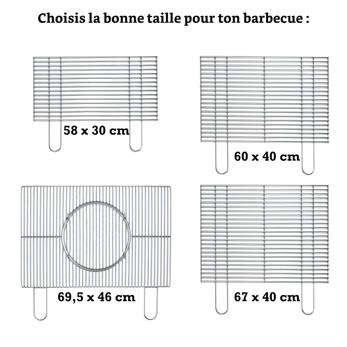 FLAMMBURO Grilles de barbecue rectangulaires 67 x 40 cm – Disponible en différentes tailles, en acier chromé, épaisseur de la tige 4,8 mm, grille de barbecue, grille de barbecue, barbecue (67 x 40 cm)