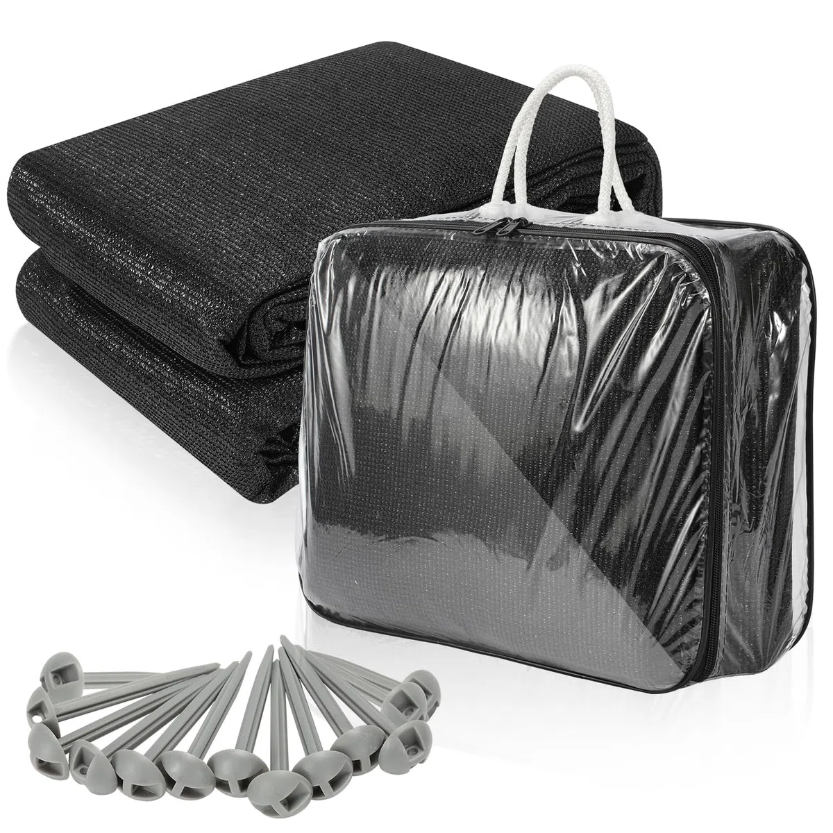 Daromigo Tapis d'auvent, tapis de tente avec sac de transport, avec 12 trous et 13 piquets, tapis de camping antidérapant et respirant lavable pour auvent (Noir, 250x500cm)