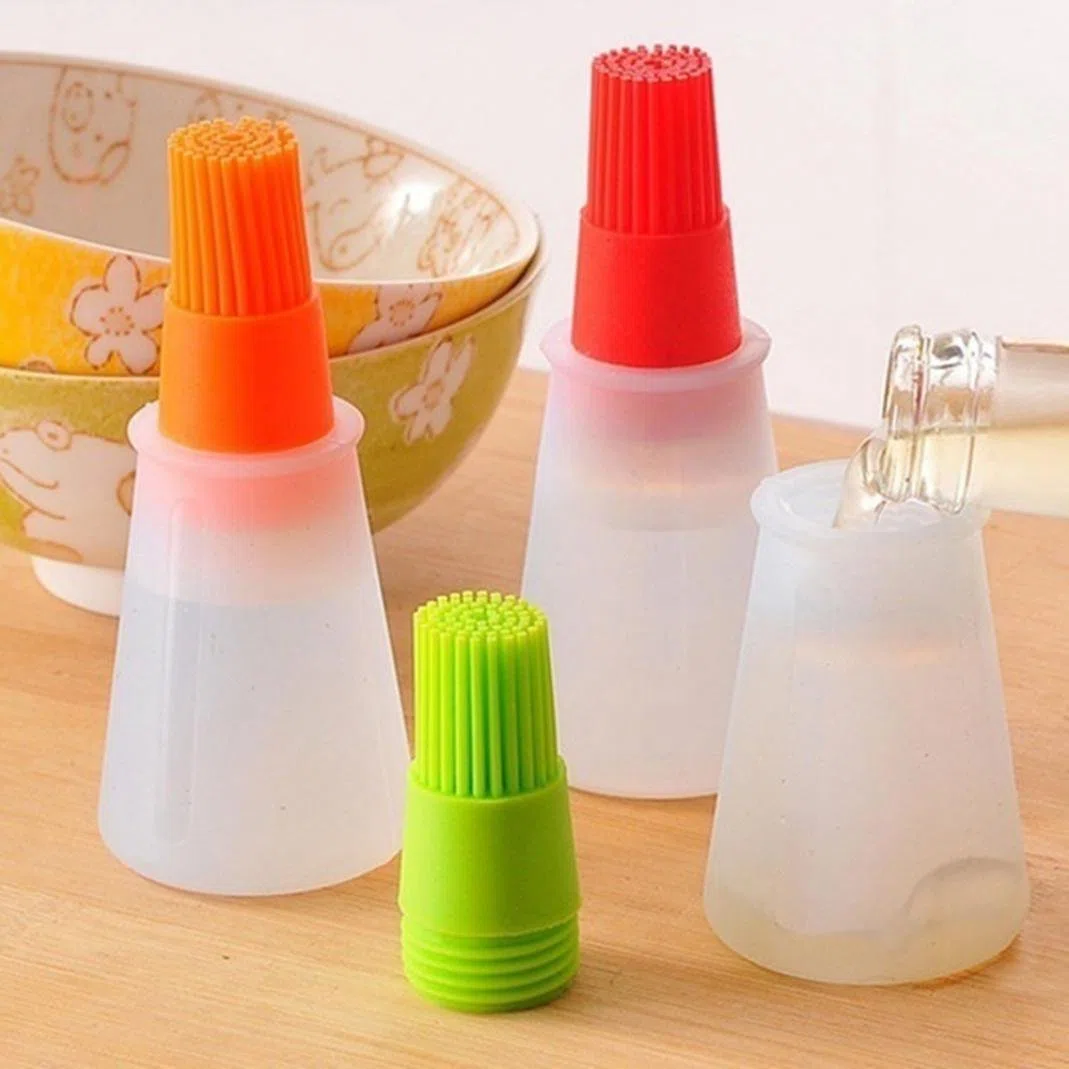 Huile Miel Vin Bouteille à sauce en silicone avec pinceau à badigeonner Brosse avec pompe Spray Distributeur pour maison, cuisine, barbecue Grille de cuisson