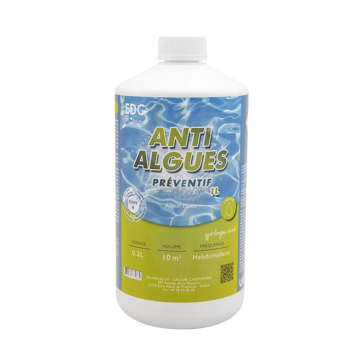 EDG by AQUALUX Anti-ALGUES PRÉVENTIF Liquide - 1L | Anti Algues Préventif + 10 Tests HPS OFFERTS 6 en 1