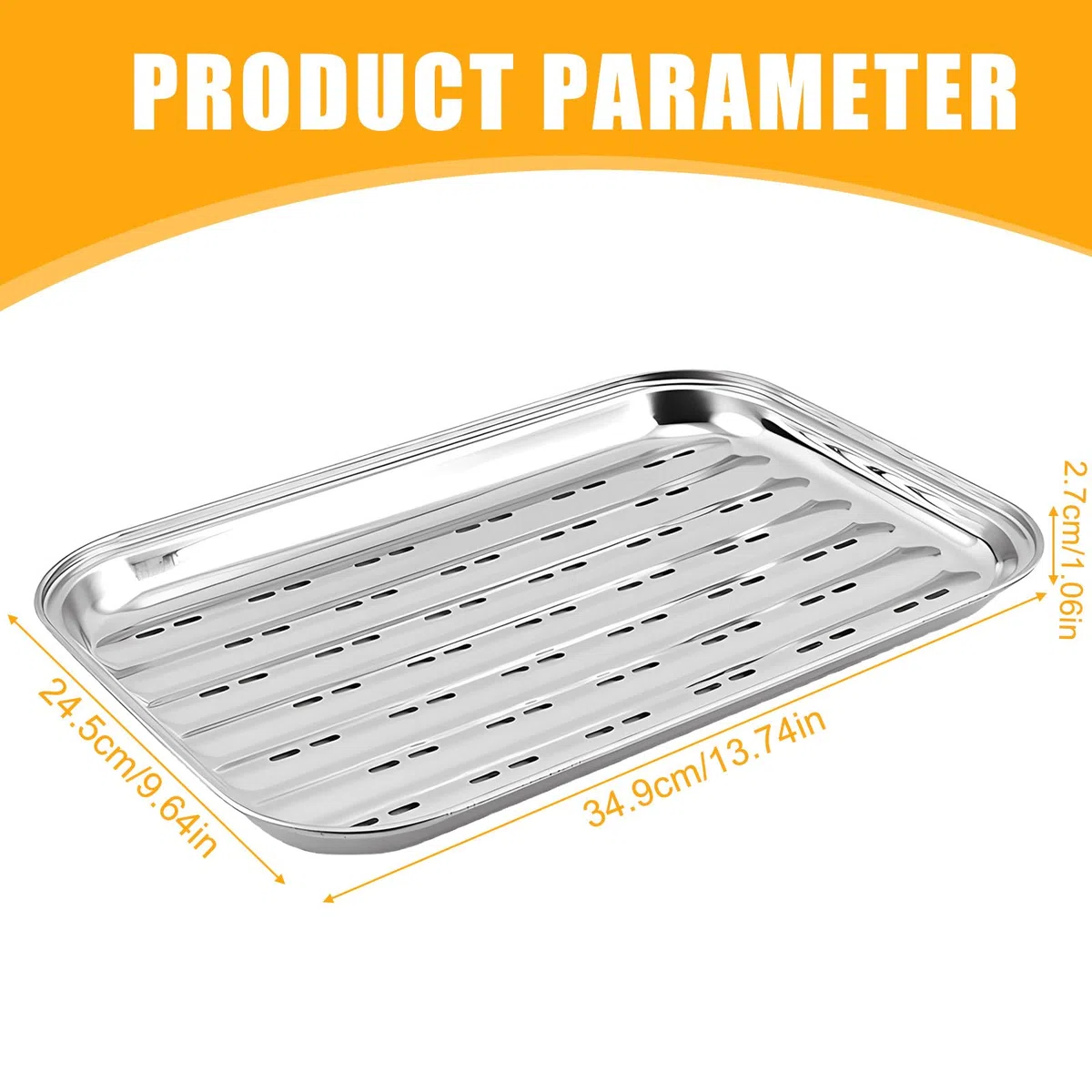 2 plateaux de cuisson en acier inoxydable pour barbecue : 34,9 x 24,5 x 2,7 cm. Plateau de cuisson réutilisable, panier à légumes, accessoire pour griller légumes, poisson ou viande.