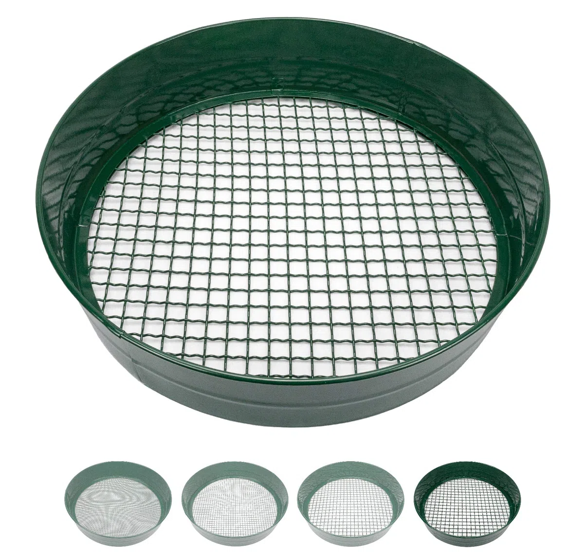Sterico Tamis de jardin en différentes tailles de maillage | Tamis rond 33cmØ | Tamis de sol, passoire pour semence, terre, compost, pierres, mauvaises herbes | Empilable | robuste (12mm)