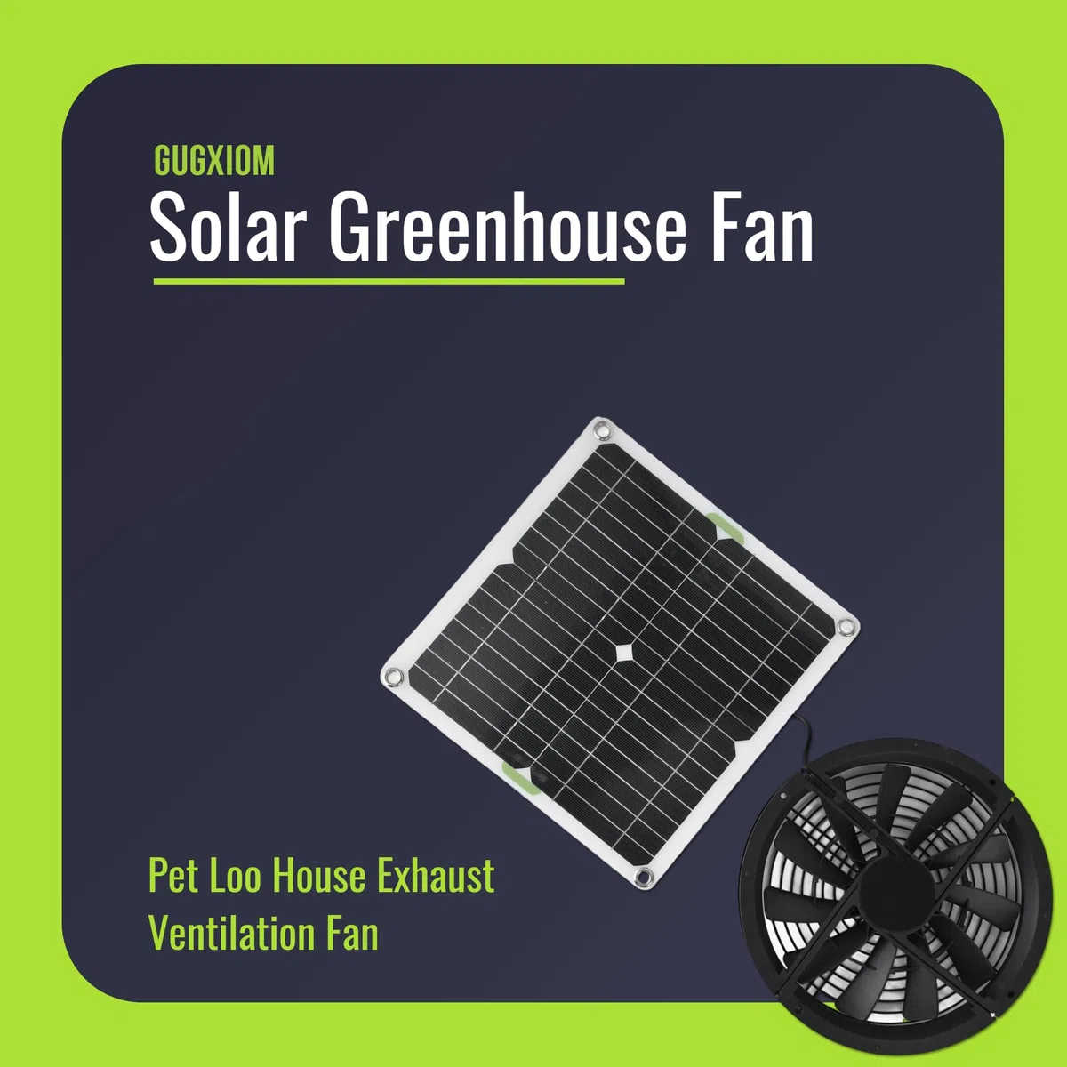 Kit de panneau solaire de 25,4 cm 100 W - Étanche - Panneau solaire rond - Ventilateur d'échappement pour poulailler, serre et abri de jardin