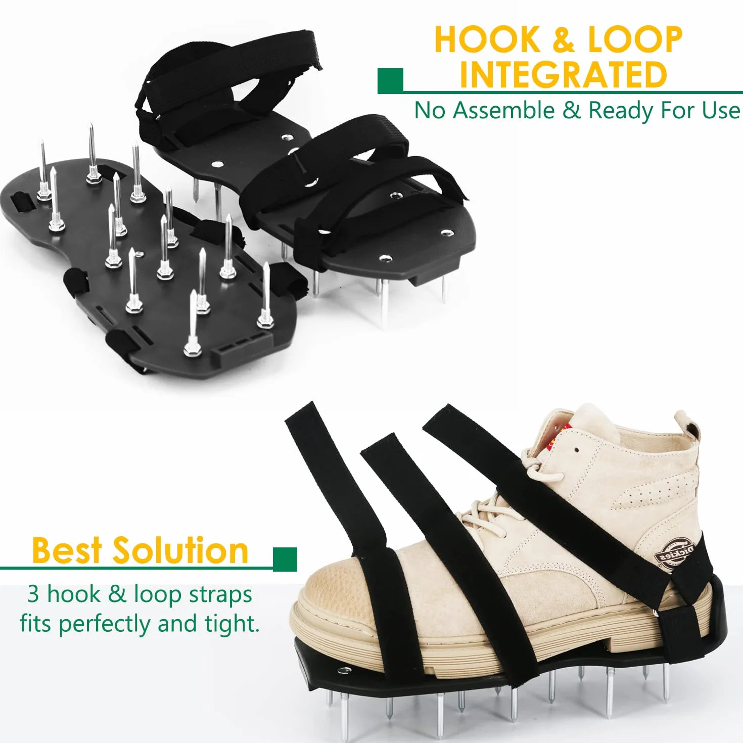 Aérateur Pelouse Chaussure, HSLighting Installation Gratuite, Chaussures À Gazon pour Aérer Efficacement avec Ongles, Idéal pour L’Entretien De Votre Pelouse, Chaussures À Ongles Scarificateur Gazon
