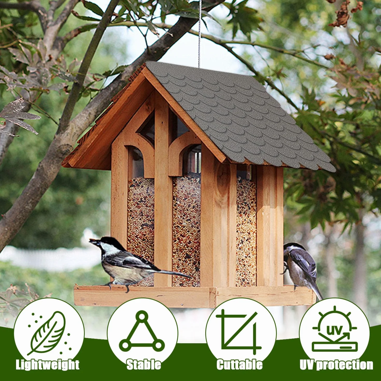 Mini Bardeaux de Toit Auto-adhésifs, 32 Pcs Feutre De Toiture Autocollant, Bardeau de Toit Auto-Adhésif, Mini Tuiles de Toiture pour Abri de Jardin, Bardeau Toit Imperméabilité pour Toits de Nichoirs