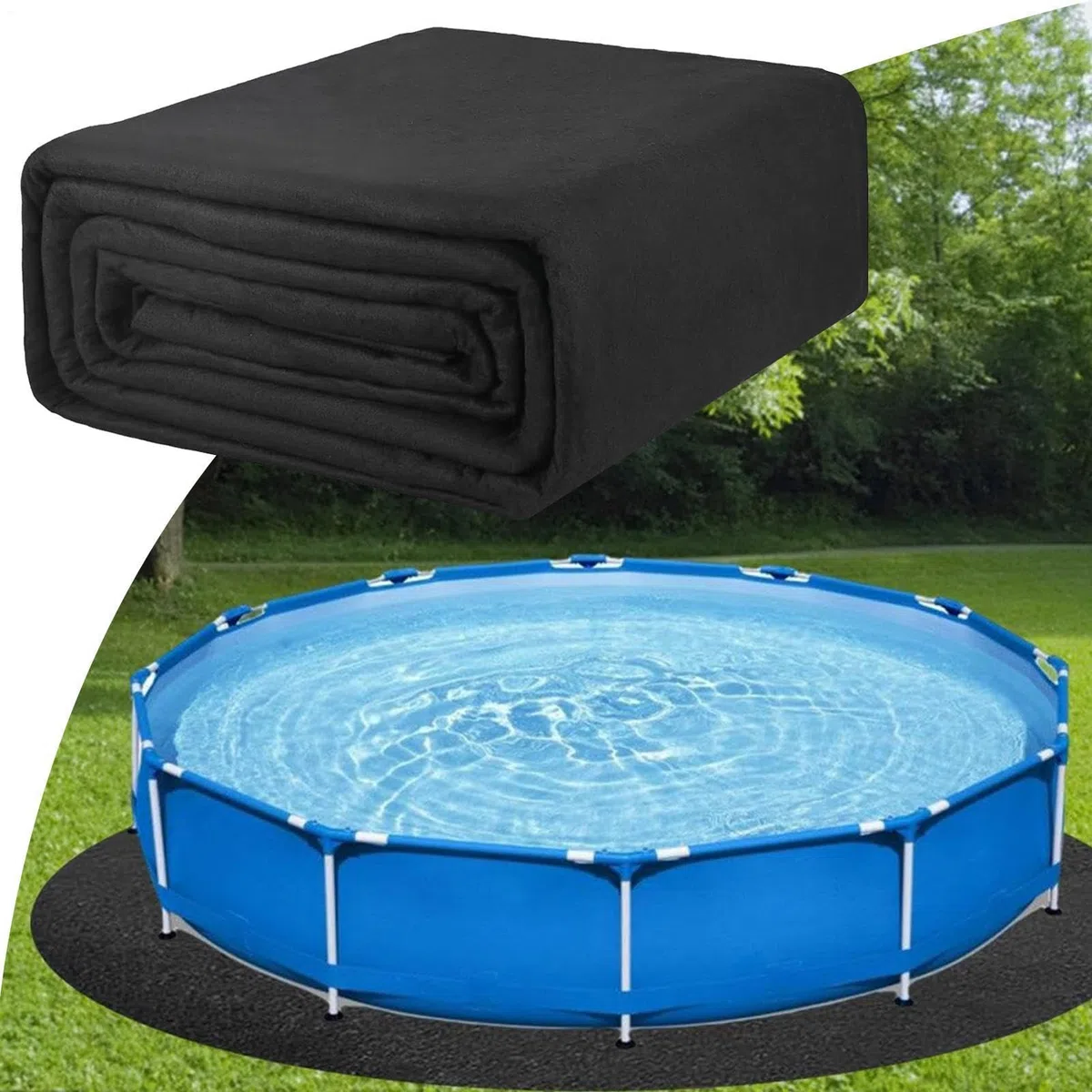 Tapis De Sol pour Piscine Ronde 300/370/400/440cm, Protecteur De Sol Piscine Tapis De Protection De Bain À Remous Accessoires De Piscines pour L'extérieur Et L'intérieur, Jardin Et Terrasse