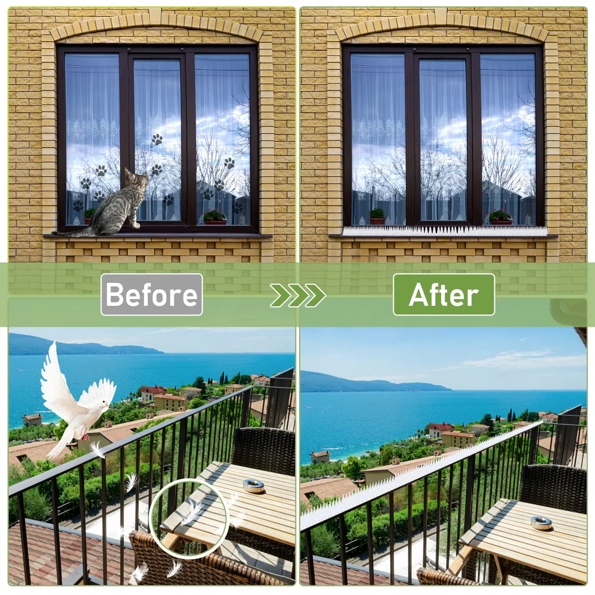 Pic Anti Pigeon en Plastique 5.16M Transparent Pique Anti Pigeon Balcon Anti Pigeons pour Balcon Kit Repulsif Oiseaux Pic Anti Chat pour Moineaux Corneilles Chat