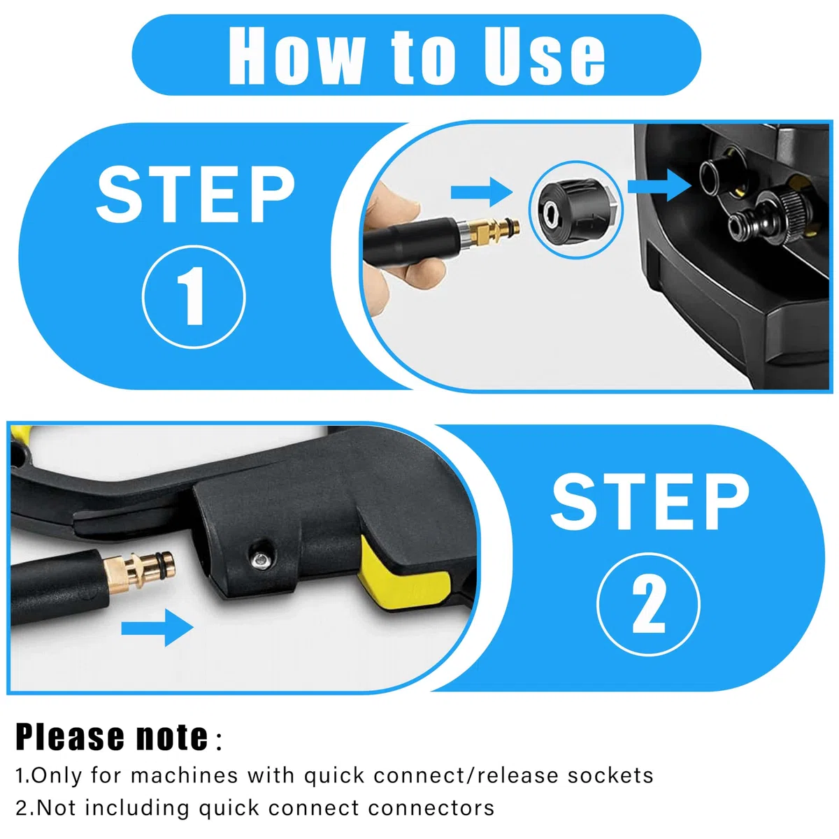 10m tuyau haute pression pour Kärcher K2 K3 K4 K5 K7, 400 Bar (5800 PSI) avec système Quick-Connect-Click, tuyau pratique de prolongation et de remplacement incl. ceinture de stockage