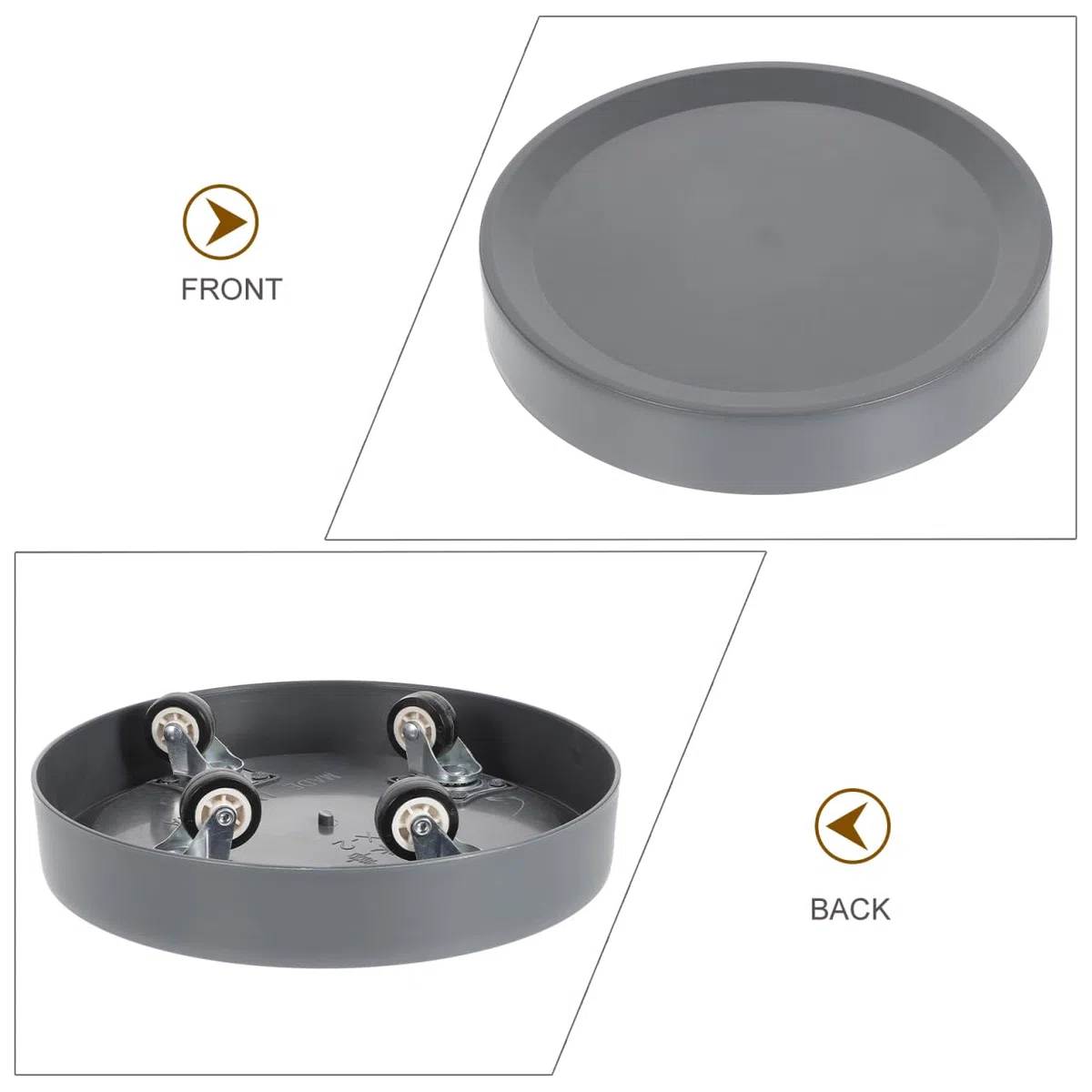 DOITOOL Support Pot De Fleur à roulettes Invisibles - Plateau Roulant avec Soucoupe IntéGréE - Socle Chariot Gris Noir pour ExtéRieur Et IntéRieur - Repose Plante Lourd Base Mobile