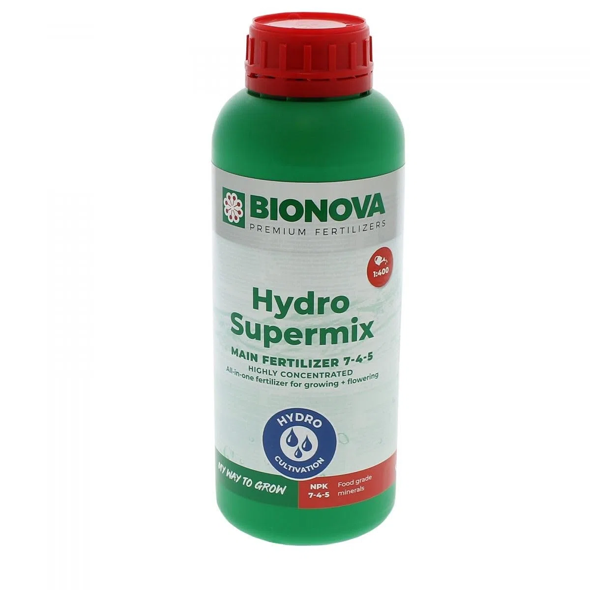 BIONOVA - Hydro-Supermix 1 litre - Jardiniers hydroponiques - Croissance des légumes - Nutrition hydroponique complète - Solution d'engrais NPK 7-4-5