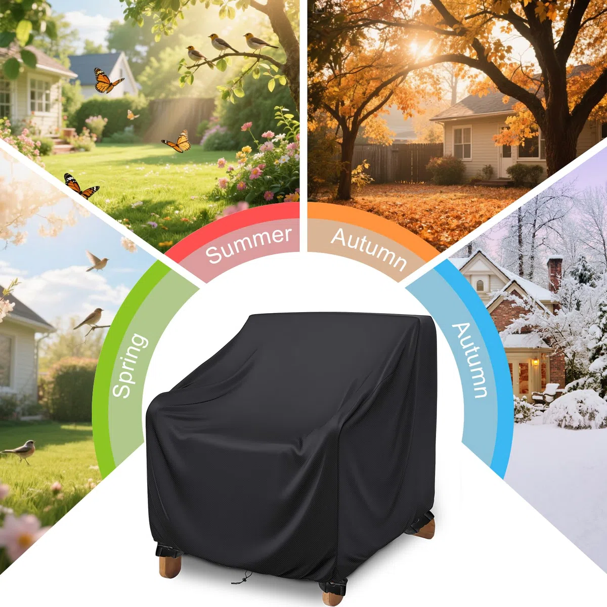 Schleuder Housse de Protection Tissu Oxford 420D, Imperméable, Résistante Hiver UV pour Fauteuil de Jardin