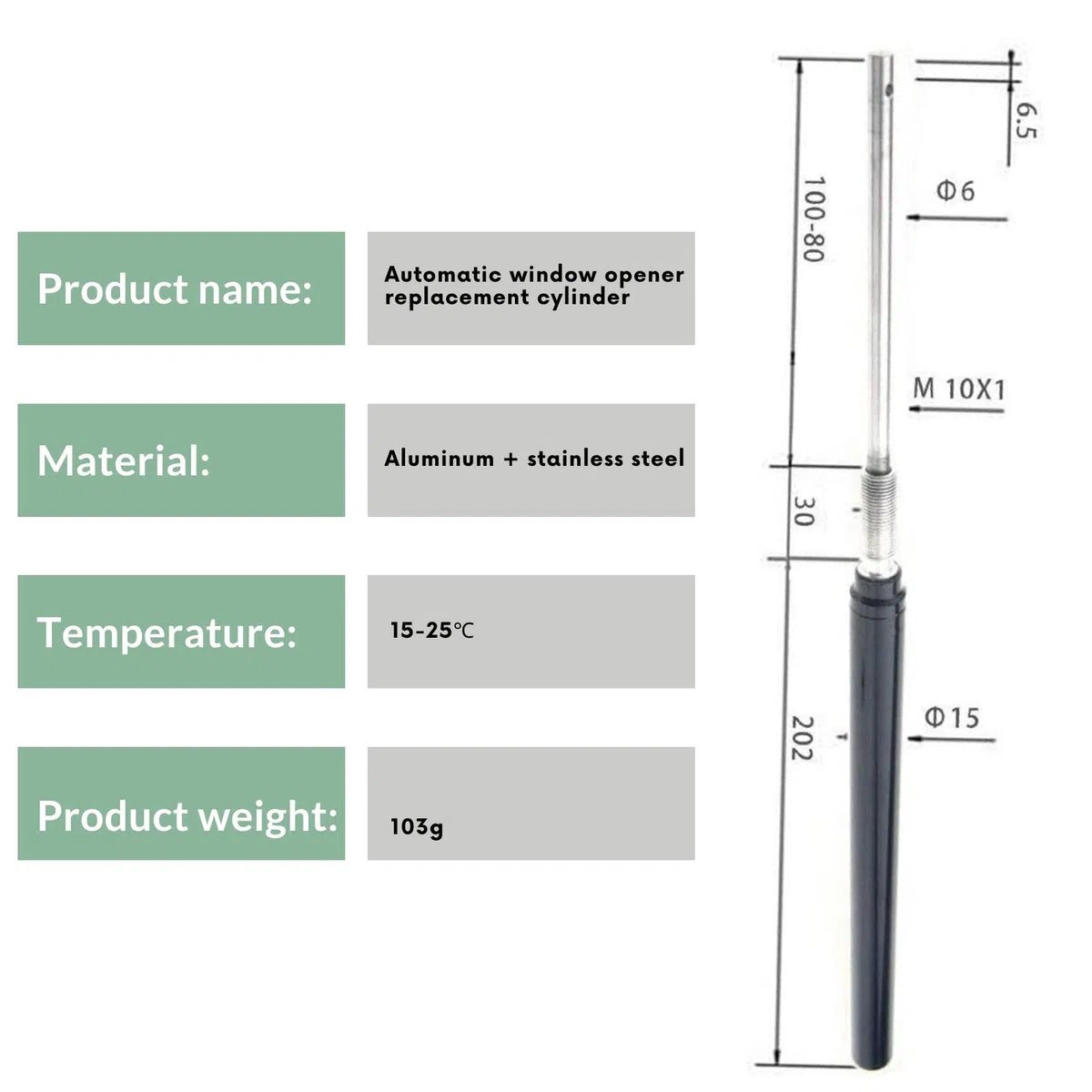 Jadeshay Ouverture Automatique Serre, Vérin Automatique pour Serre Toit Évent Ouvreur Remplacement Cylindre Capteur de Température, Induction Solaire, Filetage : Ø 9 mm