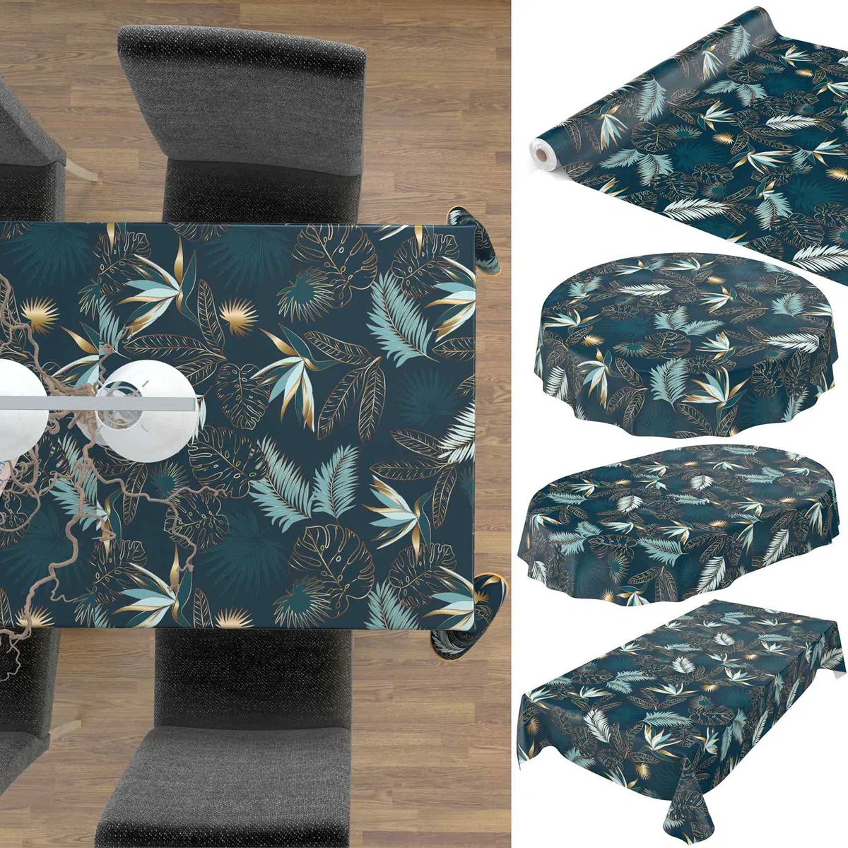 Anro Nappe en toile cirée, lavable, couleur marbre gris