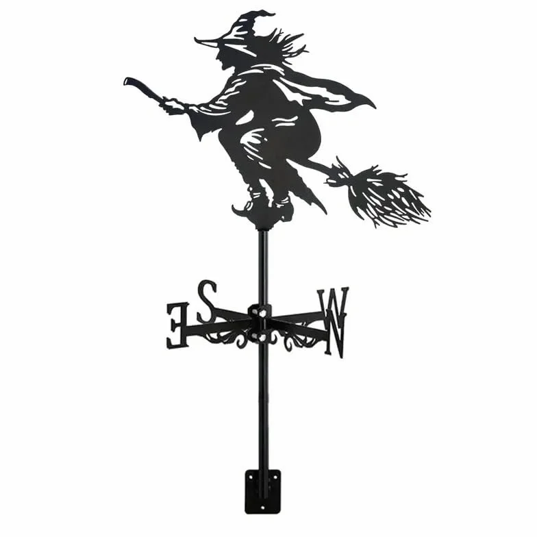 Girouette en métal en Forme de sorcière, girouette Creuse en Acier Inoxydable avec Support de Toit pour Toit extérieur, Ferme, Cour, Jardin, Gazebo, décoration