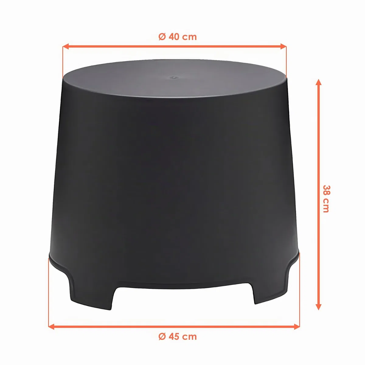 Table d'appoint ronde en plastique anthracite - 46 x 40 cm - Table basse de jardin empilable - Spetebo