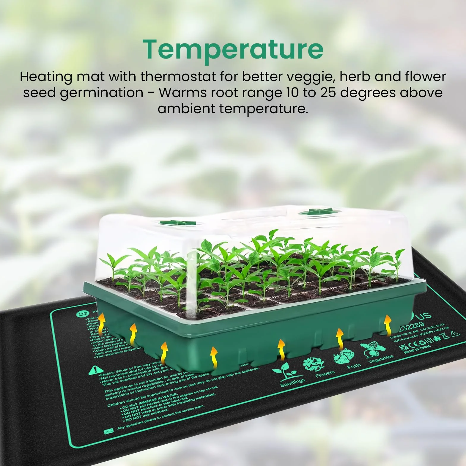 BORDEAG 50W Tapis Chauffant pour Plantes avec Contrôleur De Température, 10X20.75 Zoll Tapis Chauffant pour Semis, Tapis Chauffant Plante, Coussin Chauffant pour Serre, pour Les Semis des Reptiles