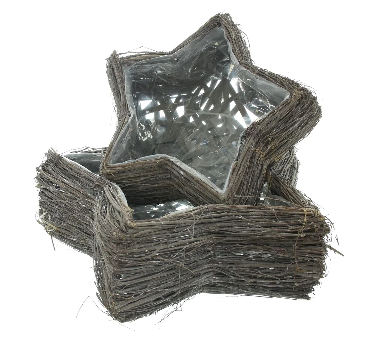 Dekoleidenschaft Lot de 2 paniers à plantes en forme d'étoile - Diamètre : 30 + 40 cm - Pot de fleurs fait à la main - Panier pour plantation