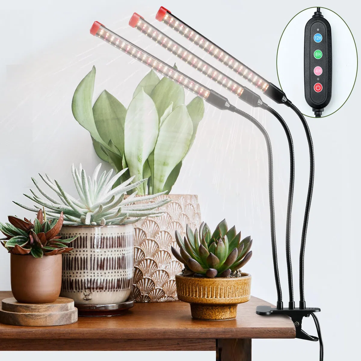 FECiDA Lampe de Croissance de Plantes d'intérieur 3000 lumens 27W, 2024 le plus Récent Clip Lampe de Croissance de Plantes d'intérieur, Lampe Végétale à Spectre Complet avec minuterie 4,8,12 Heures