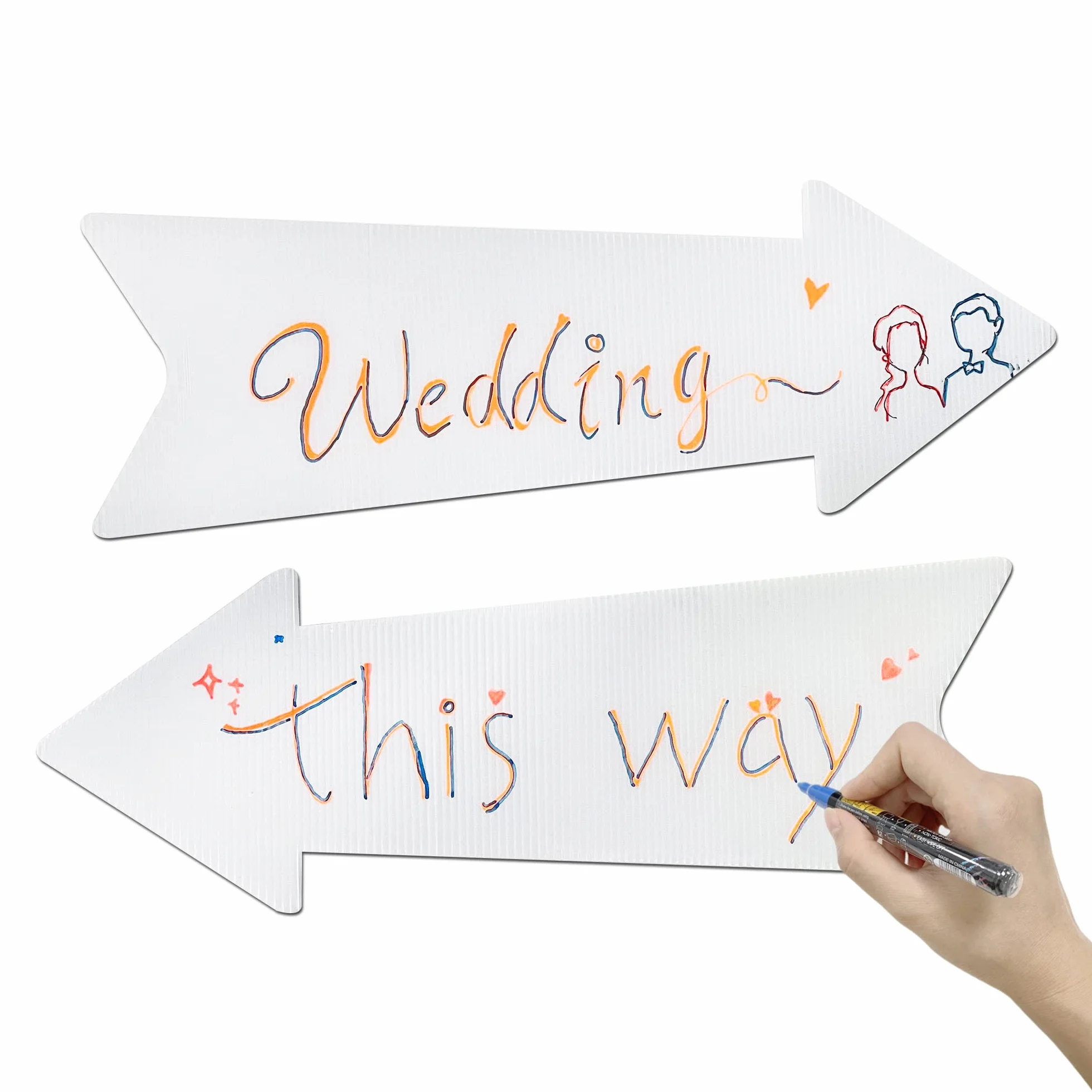 Lot de 10 marqueurs vierges avec piquet - 43,2 x 15,2 cm - En plastique blanc - Pour mariage, fête et décoration