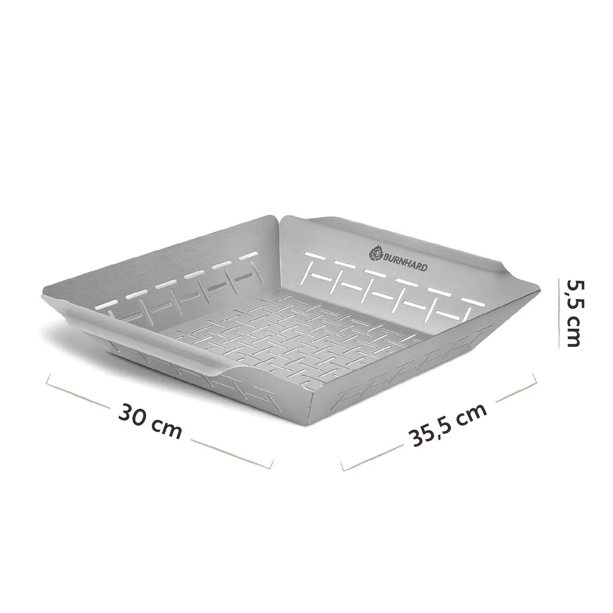 Panier à Griller en Acier Inoxydable BURNHARD® Haute Qualité, Compatible Lave-Vaisselle, Grandes Poignées, Répartition Optimale de la Chaleur, Compatible Four, Universel pour Barbecue à Gaz, Charbon