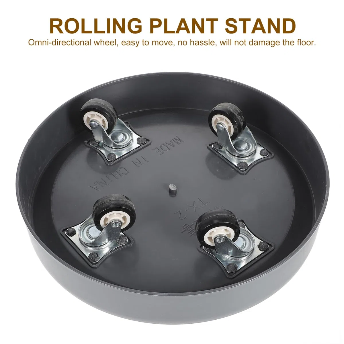 DOITOOL Support Pot De Fleur à roulettes Invisibles - Plateau Roulant avec Soucoupe IntéGréE - Socle Chariot Gris Noir pour ExtéRieur Et IntéRieur - Repose Plante Lourd Base Mobile