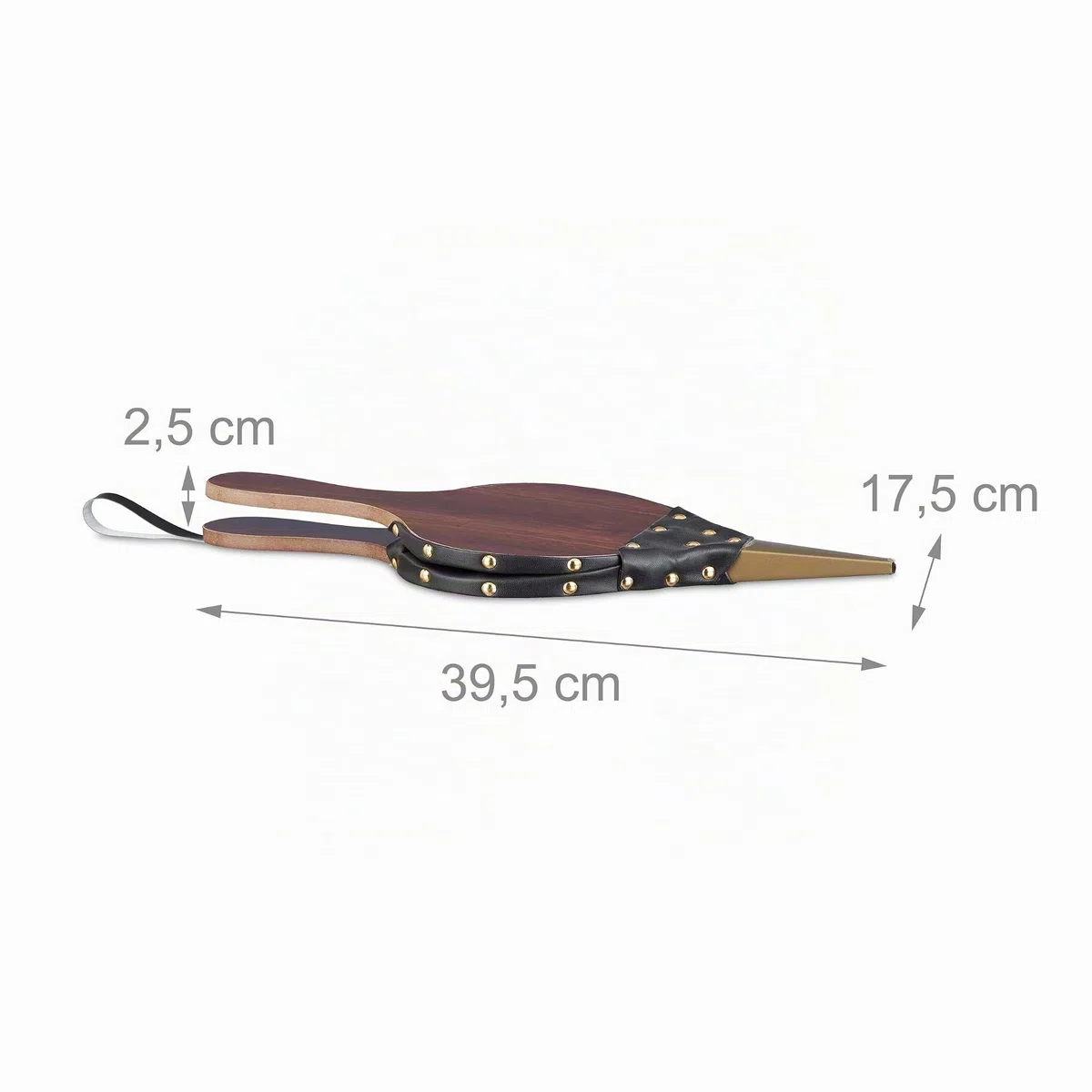Relaxdays 10023287 Soufflet Grill Four Accessoires cheminée gonfleur Bois Poire à air, Fer, Brun, Noir/Marron, 2,5 x 17,5 x 39,5