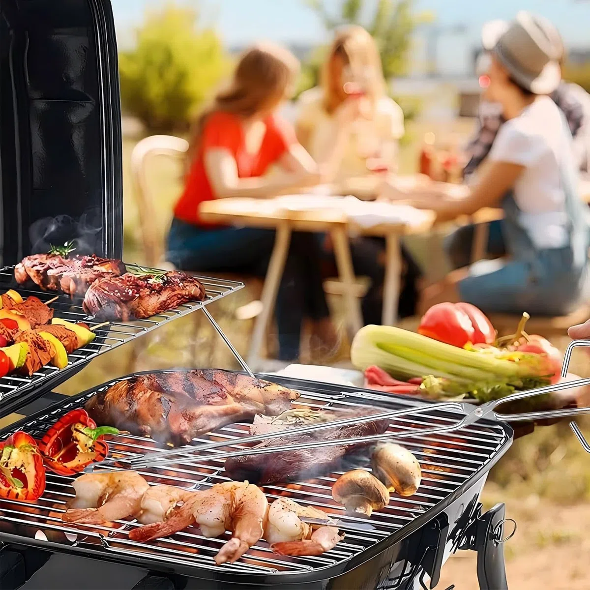 Tissting Pinces à Ciseaux Extra Longues, Pinces à Barbecue D'extérieur en Acier Inoxydable de 55 cm, Pinces à Ciseaux Longues de Cuisine, Pince à Charbon de Bois à Poignée Étendue, Pince